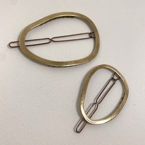 brass organic shape hair clips